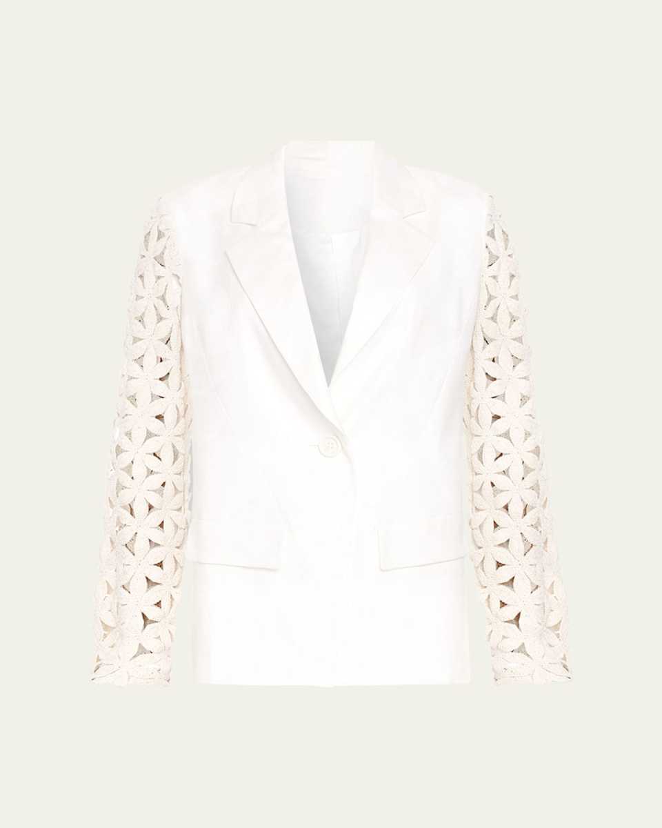 Kelsey Crochet-Sleeve Blazer